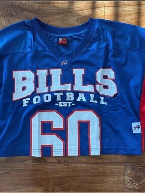NFL Blue & White Bills Football Crop Top with Red Accents